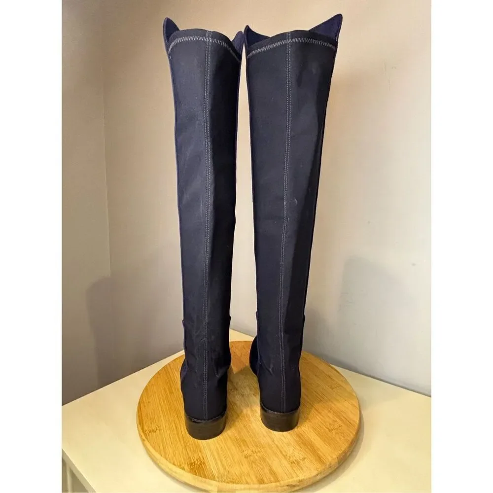 Stuart Weitzman Women's S251823 Suede Over The‎ Knee 5050 Boots Blue Sz 4.5M